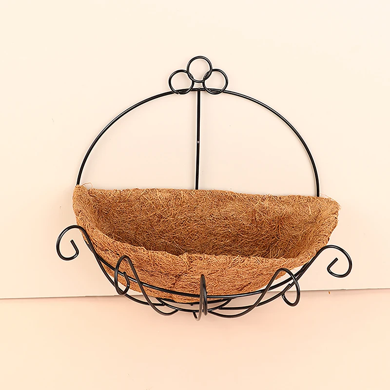 Flowerpot Iron Coco Coir Liner Hanging DIY Garden Hanging Planters Wall Baskets Half Round Plant Holder Case Home Decoration