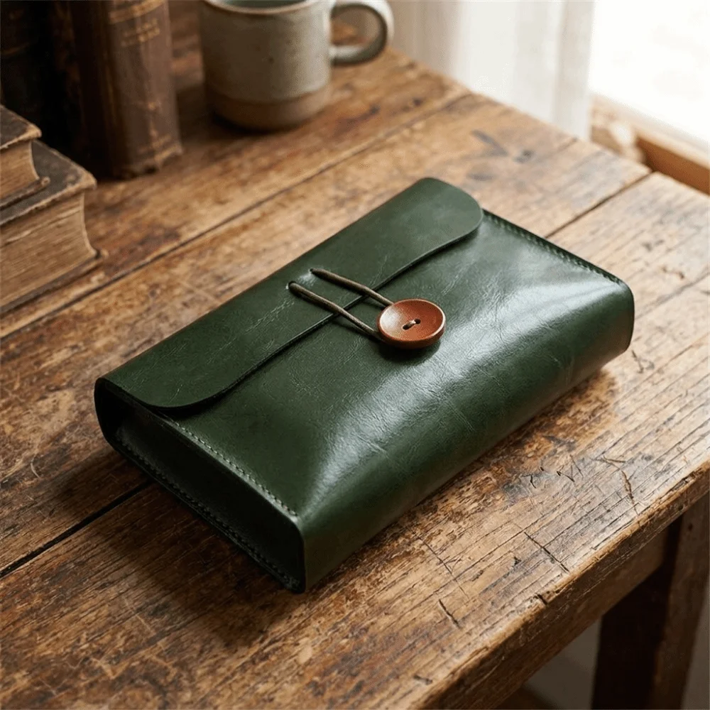 Multi-purpose Envelope Shape Cosmetic Bag Button Closure Lightweight Travel Toiletry Bag Faux Leather Waterproof