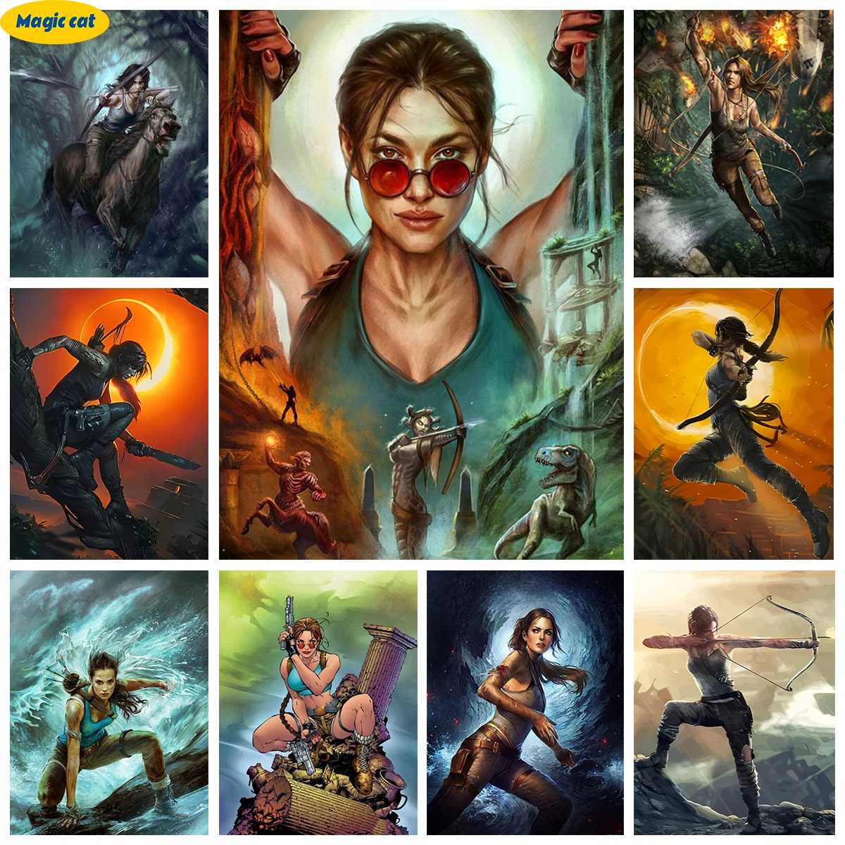 

Movie T-Tomb Raider DIY AB Diamond Painting Lara Portrait Diamond Embroidery Cross Stitch 5D Wall Sticker Home Decor Hand Gift