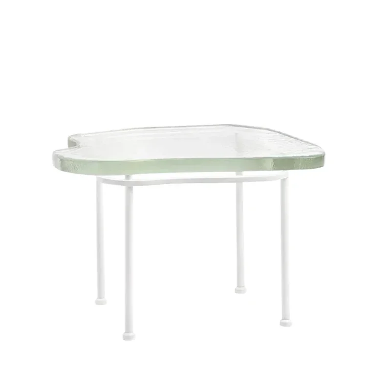 ZH  Italian minimalist transparent crystal glass coffee table living room household metal base special-shaped sofa side table