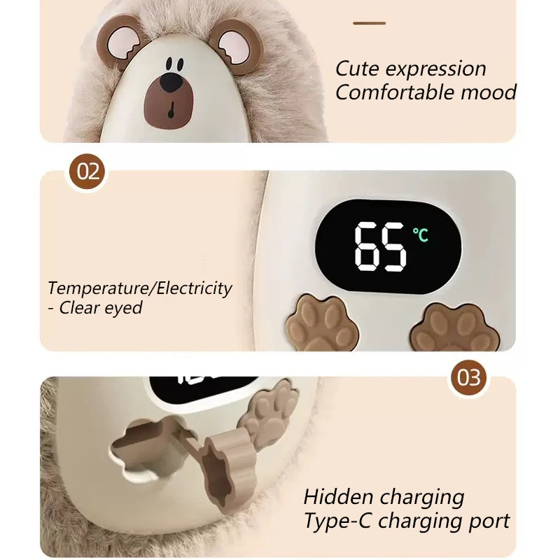 J Plüsch-Handwärmer, praktisch, 3 Temperatureinstellungen, wiederverwendbar, leicht, Taschen-Handwärmer, Winter, für Zuhause, Büro, Jungen und Mädchen