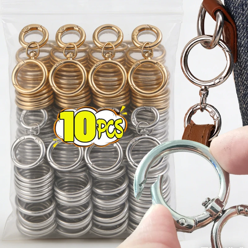 Metal Double O Ring 360Degree Rotatable Spring Clasps Open Round Carabiner Snap Hook Keychain Bag Clips Luggage Accessory