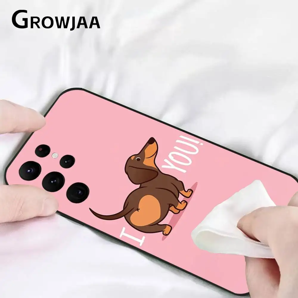 1PC Leuke Teckel Telefoon Case Voor Samsung Galaxy S25 S24 S22 S23 Ultra S21 S20 Plus 5G Frosted antislip Volledige Zachte Case