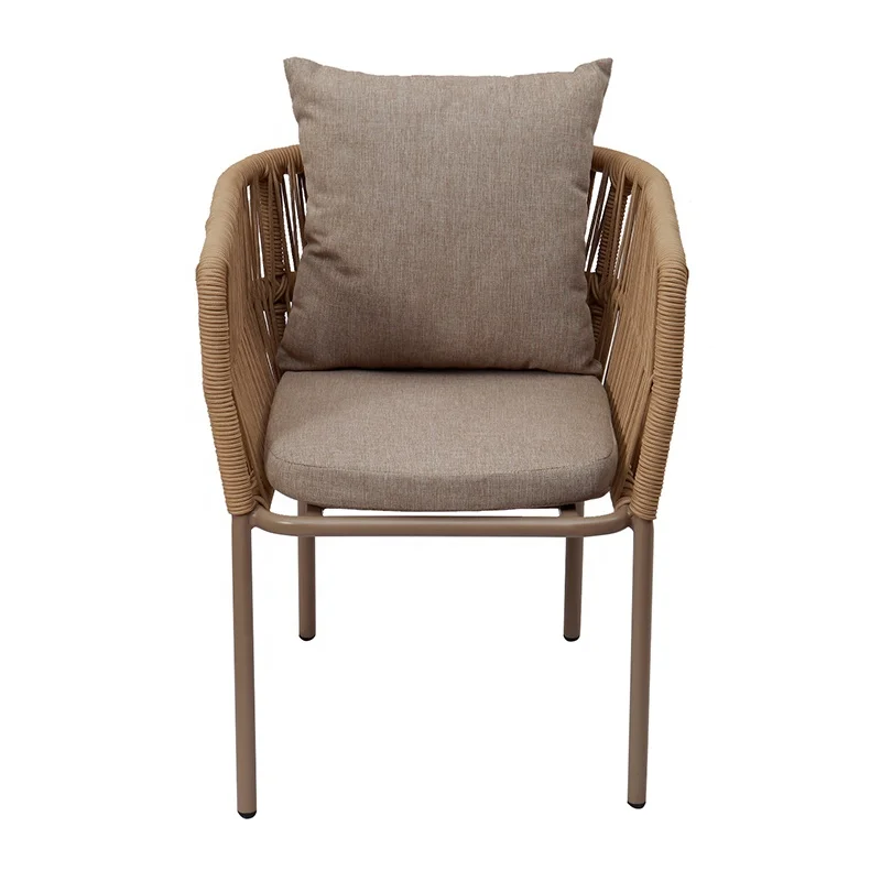

Brown Modern Waterproof Patio Furniture Aluminum Outdoor Garden Braided Rope Dining Chair