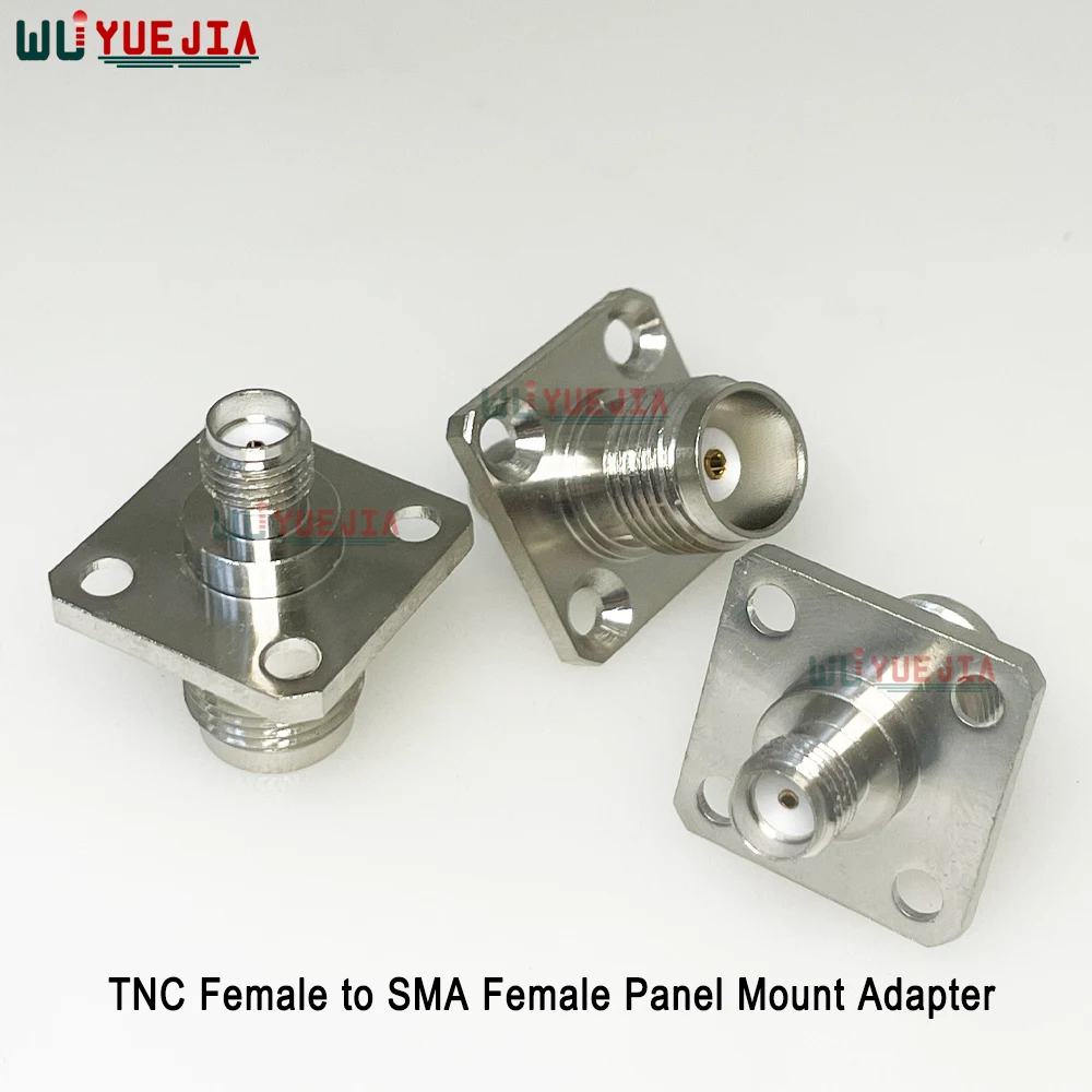 1Pcs Connector TNC Female Jack to SMA Female Jack Panel Mount 4-Hole Flange 50 ohm Adapter for Wireless Antenna and RF Equipment