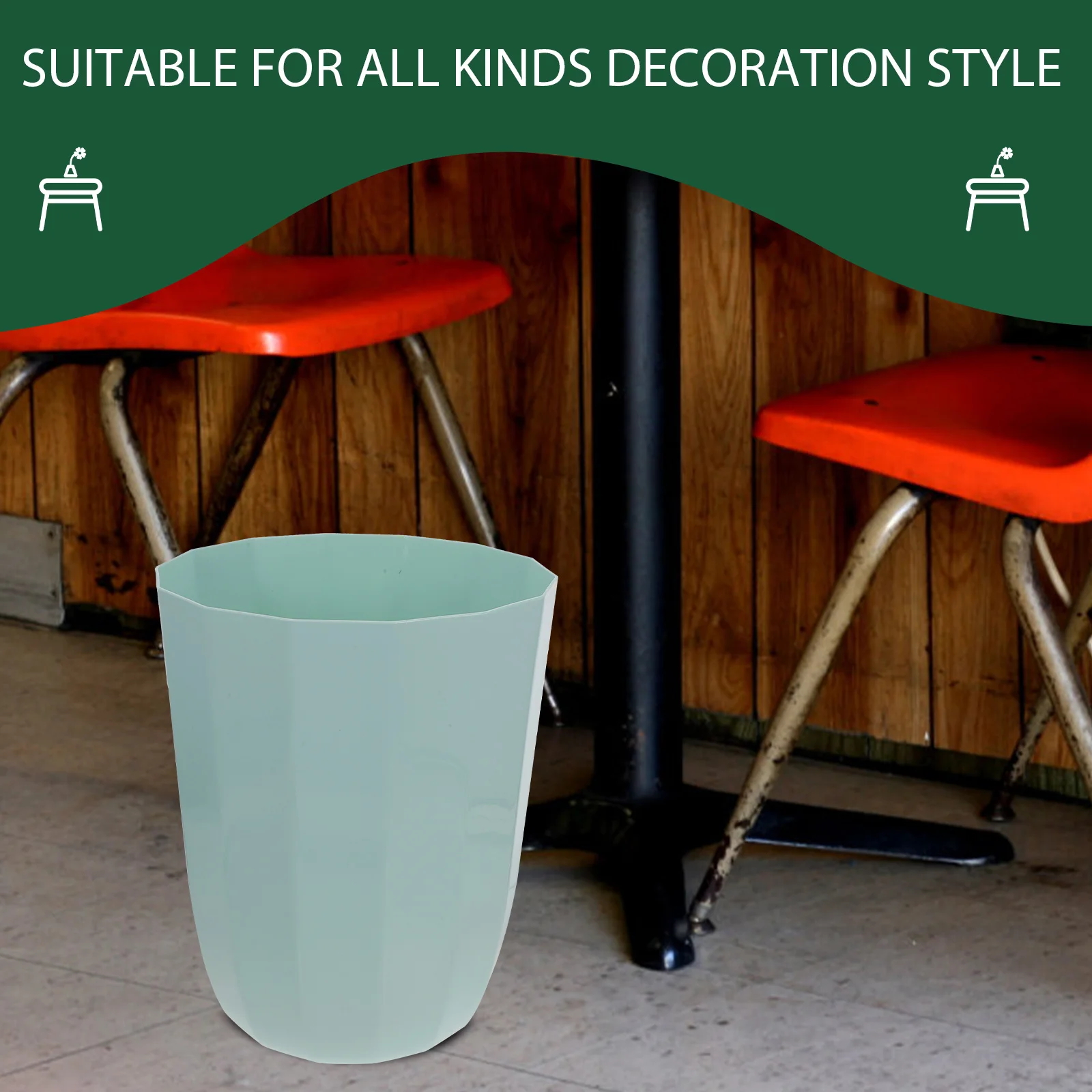 

Household Trash Can Creative Plastic Trash Basket Smooth Sides Raised Bottom Reusable For Home Office Kitchen Bedroom