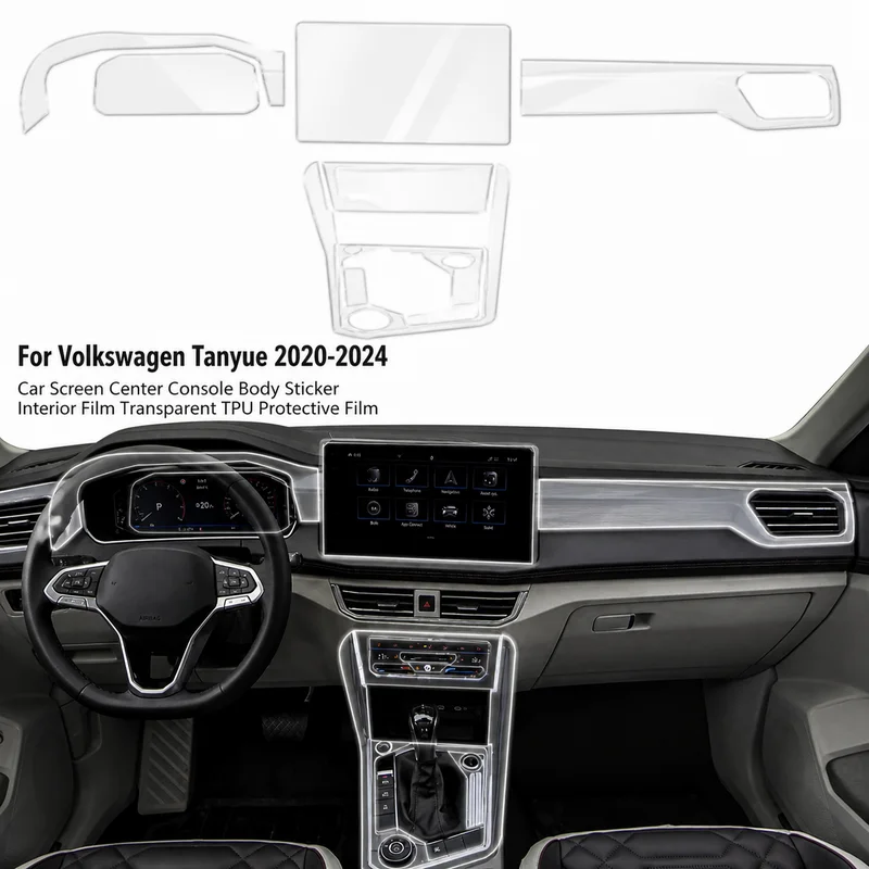 For Volkswagen Sagitar 2019-2025 Screen Center Console Body Sticker, Transparent TPU Interior Protective Film Car Modification