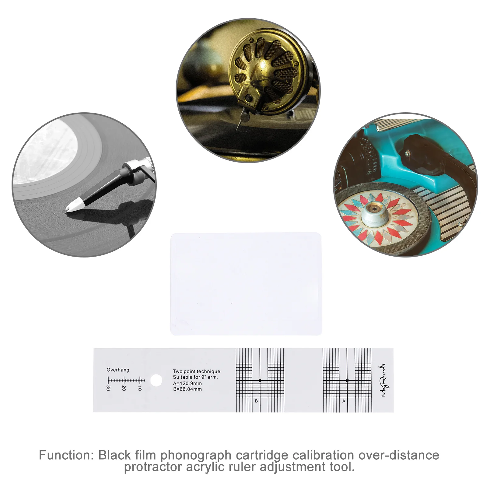 1 set 1 Set Acrylic Turntable Alignment Tool Durable Clear Scale Straight Reading Magnifying Glass Included Vinyl Phonograph