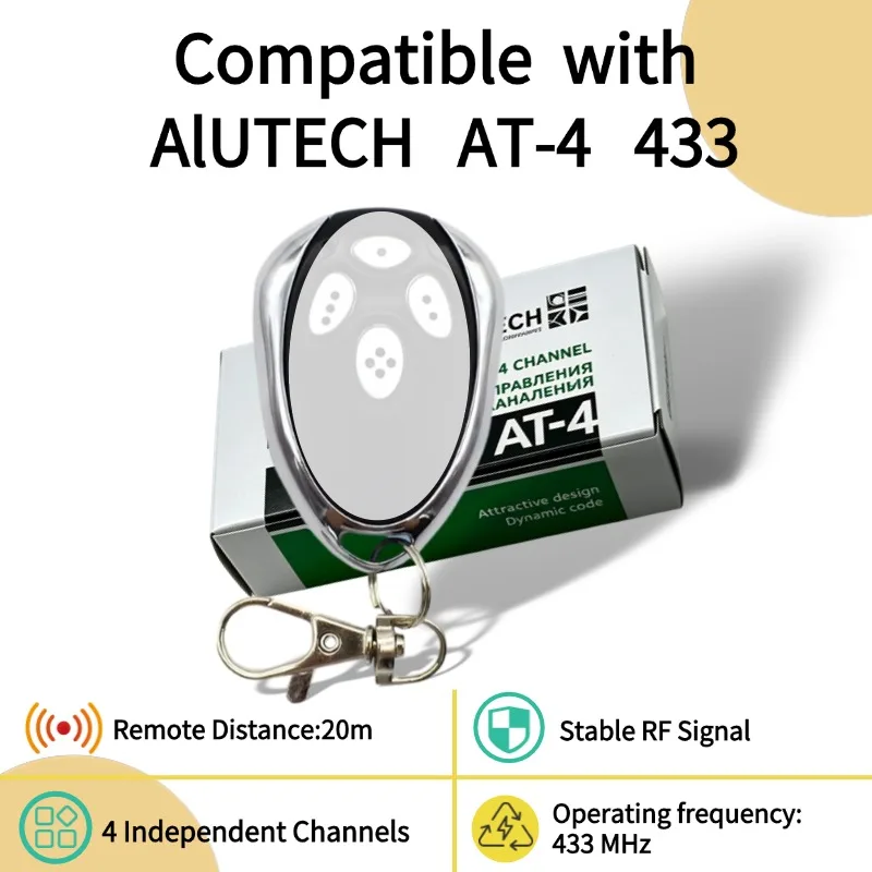 Compatible with Alutech AT‑4 AN‑Motors 433.92MHz Rolling Code Gate Remote Control, for ASG1000 AR‑1‑500 ASG600 Garage Door & Gat
