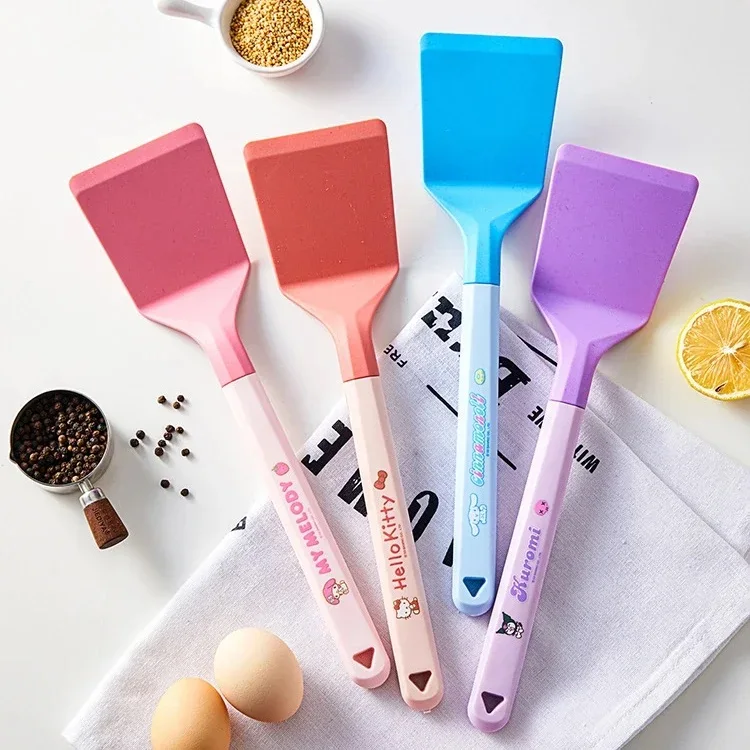 

KT Cat Kuromi Melody Cute Cartoon Kitchen Frying Shovel Non stick Pot Silicone High Temperature Resistant Frying Shovel