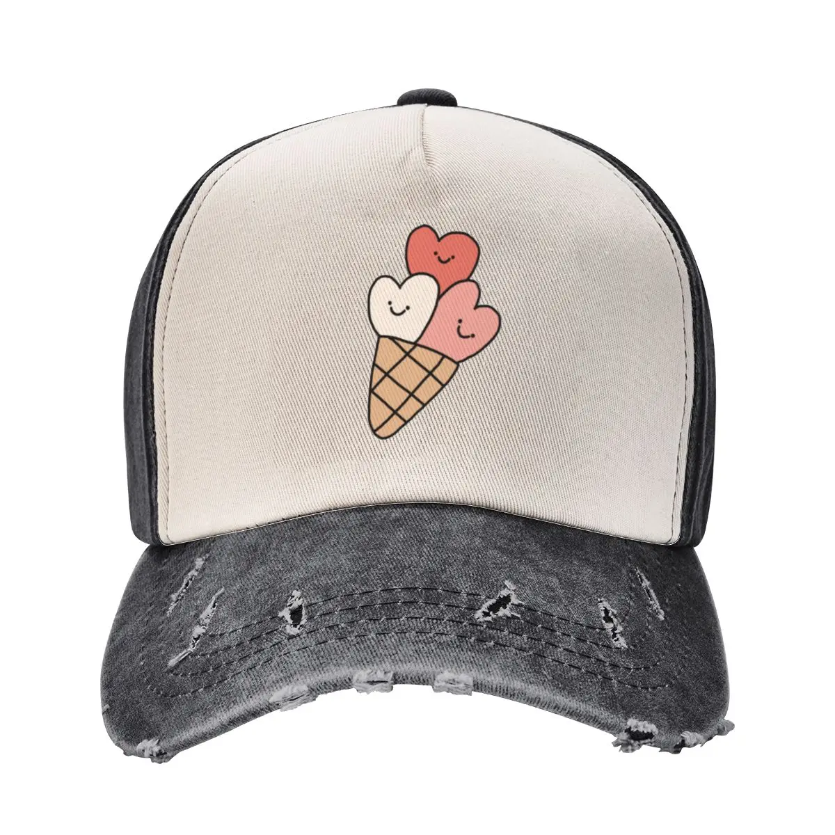 

Ice-cream in Love Baseball Cap tea Hat sun caps summer hat Big Size Hat Caps For Women Men's