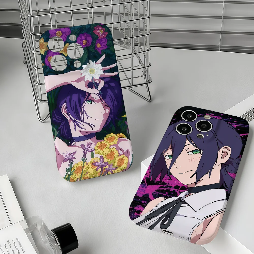 أنيمي C-CHAINSAW M-MAN Reze جراب هاتف آيفون 17 16 15 14 13 12 11 زائد برو ماكس ثقب دقيق صغير مطابقة فيلم يغطي