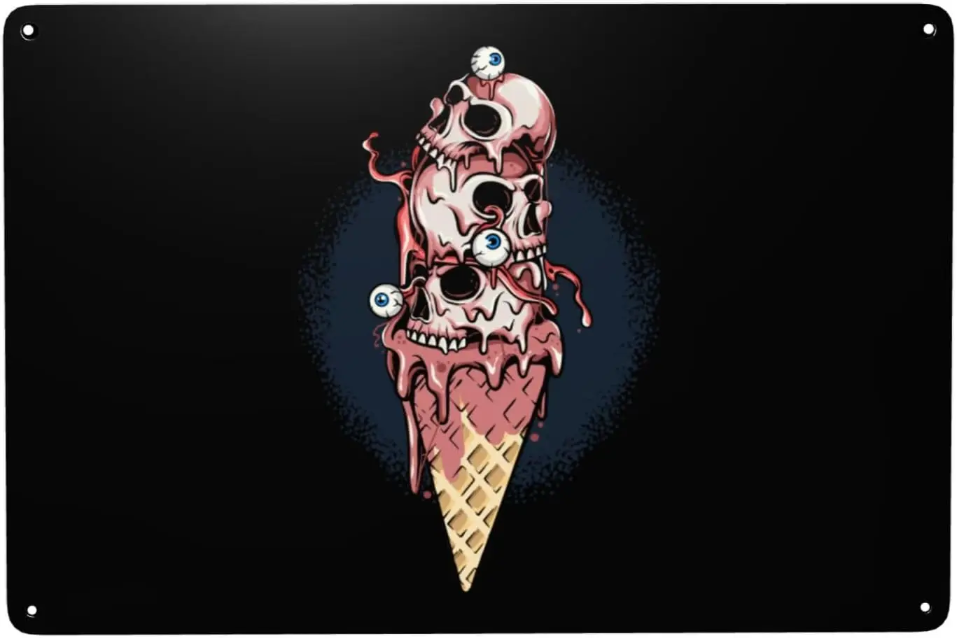 Ice Cream Skull Pile Tin Signs   Funny Vintage Metal Sign Man Cave Decor Garage Wall Decor