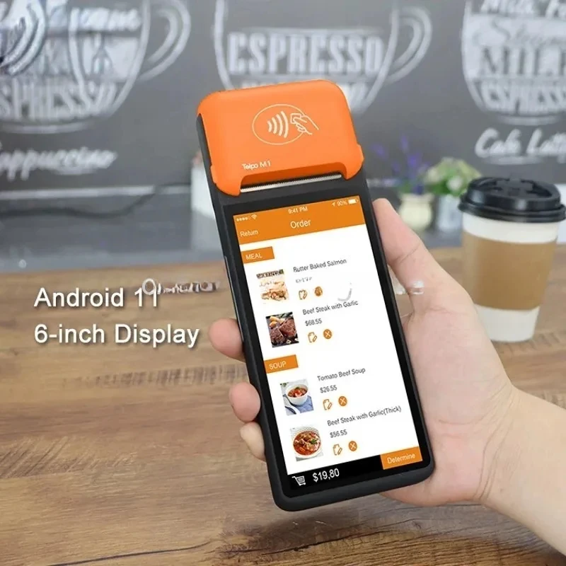 FOR Handheld POS terminal Android 11 intelligent mobile food delivery, equipped with NFC card reader, 6-inch screen