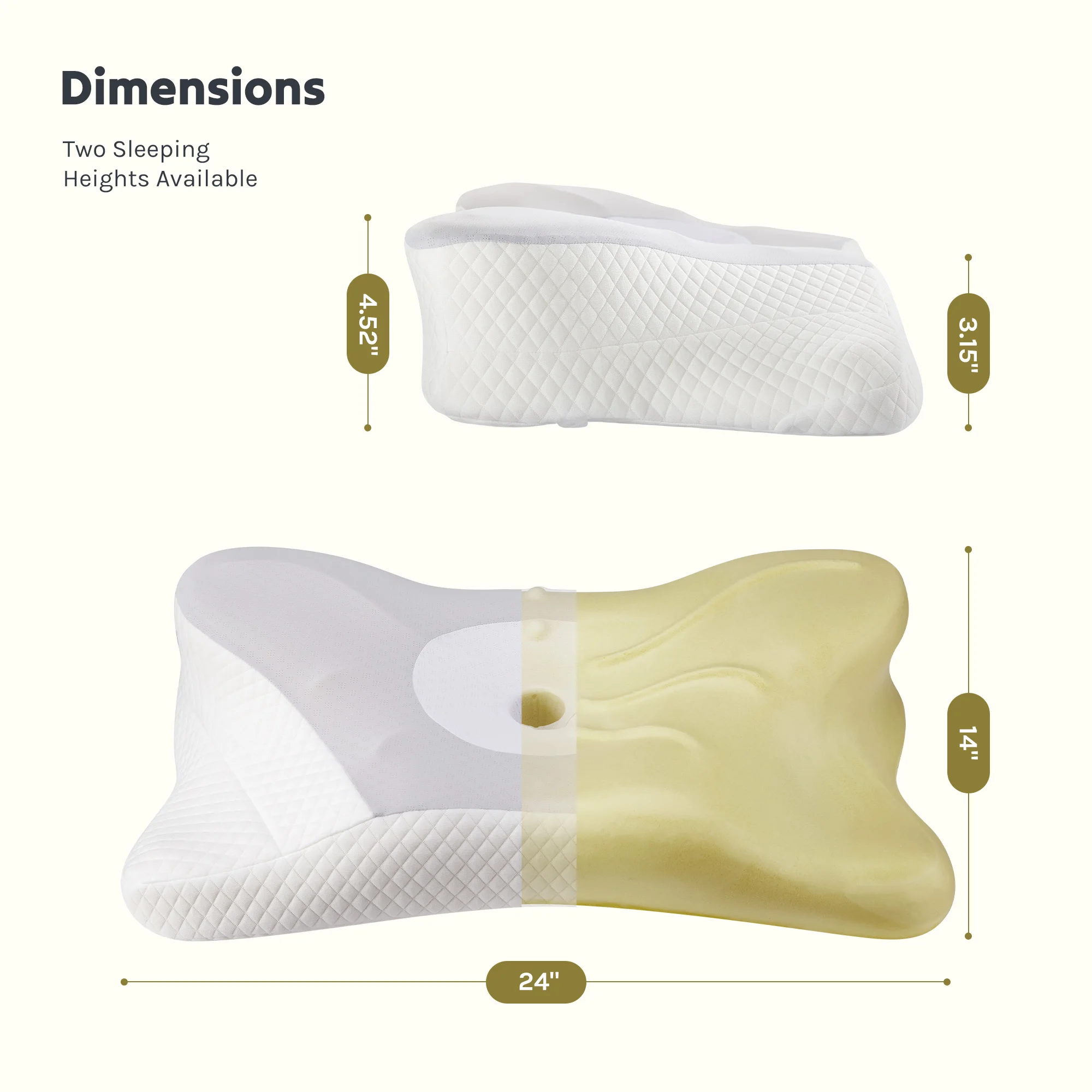 Queen Size Memory Foam Neck Pillow with Washable Cover