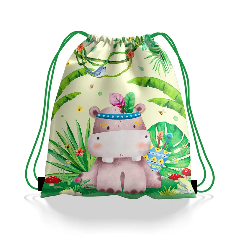 Imagem -05 - Selva Safari Party Gift Drawstring Bolsas Candy Treat Bolsa Baby Shower Favors Bolsa Meninas Meninos Aniversário Fontes do Partido 18 Pcs