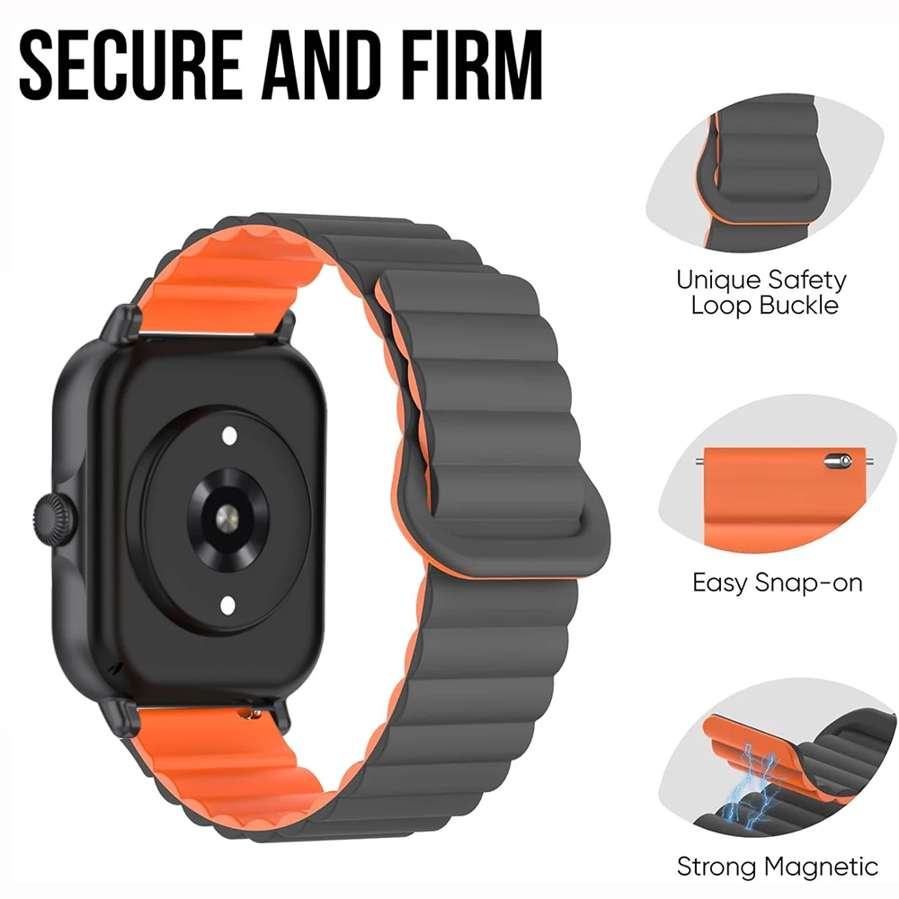 20mm Magnetic Silicone Band For Xiaomi Huami Amazfit Bip 3 S U Lite Pro Soft Watch Strap Loop For GTS 4 3 2 2e Mini GTR 42mm