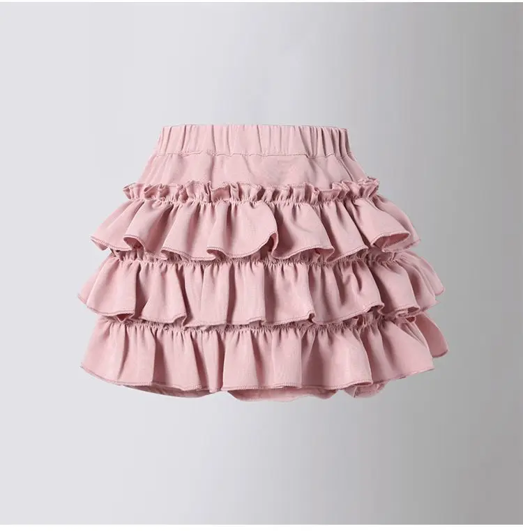 Sommer-Mädchenrock mit Volants, Einfarbig mit Elastischem Bund, Hochwertiger Plisseerock im Preppy-Stil für Junge Mädchen, Tanzrock – Detail 3