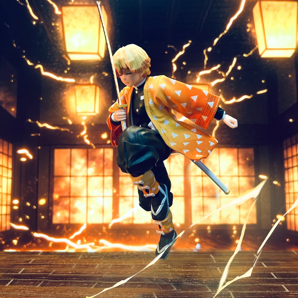 شيطان SHF 1/12 مقياس ذكر المحارب الجندي Zenitsu انمي ياباني الملابس التبعي عباءة صالح 6 بوصة عمل نموذج لجسم اللعب