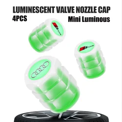 4PCS plastic Fluorescent Green Car Tire Valve Caps Dust-proof Covers Decoration For Audi Q6 TT RS Sline quattro Auto Accessories