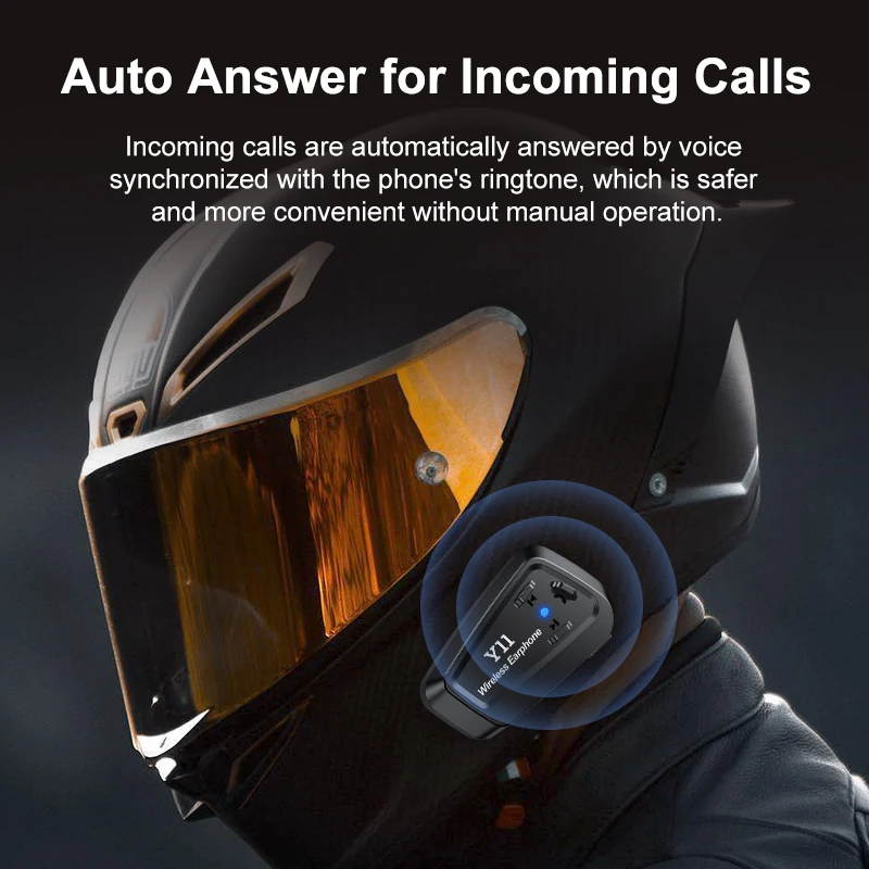 Y11 Motorcycle Helmet Bluetooth Headset Compact Wireless Moto Intercom Waterproof Handsfree Call FM Radio