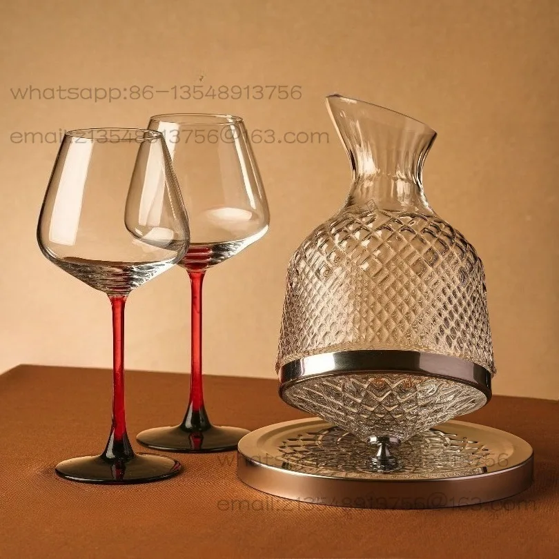 European-style big-bellied crystal goblet set, gyro rotating decanter, household wine glass