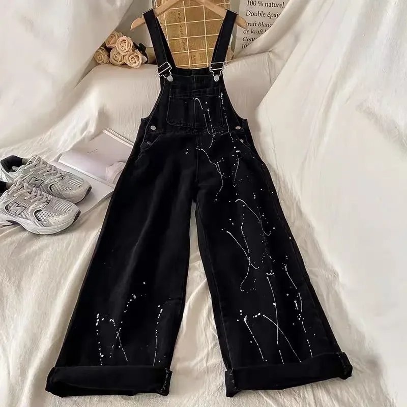 

Jumpsuits Women Print Casual Button High Waist Loose Streetwear Korean Style All-match Daily Spring Soft Students New Arrival
