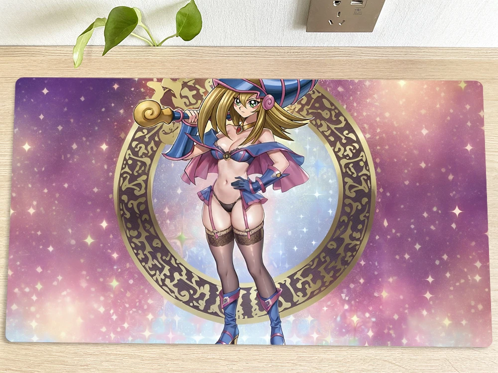 YuGiOh Table Playmat BMG Dark Magician Girl TCG CCG Mat Trading Card Game Mat Mouse Pad Gaming Play Mat 60x35cm Free Bag