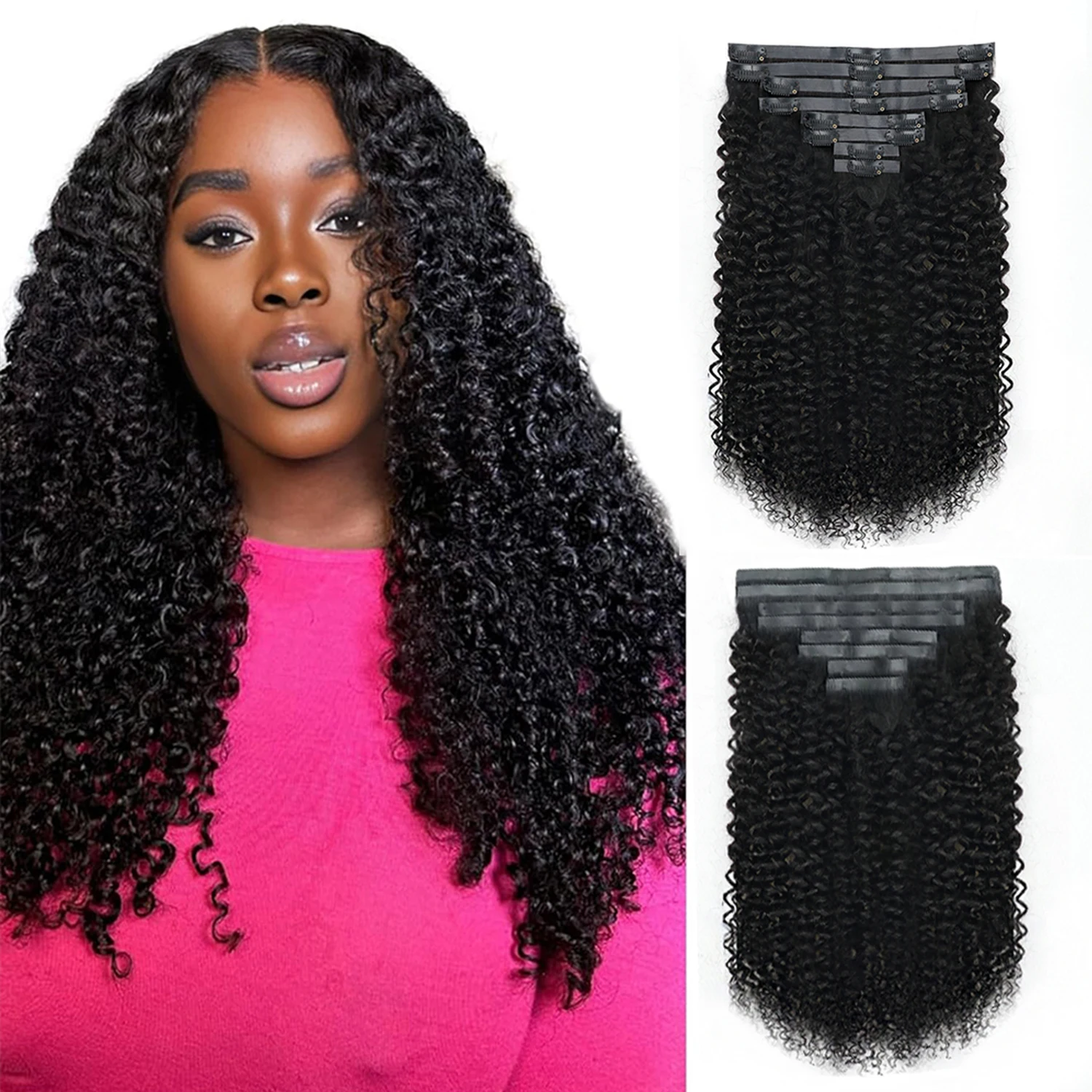 Homgoss Curly Wave 18 заколок для наращивания волос натуральный цвет 12-32 дюймов бразильские 100% настоящие человеческие волосы 8 шт. для женщин
