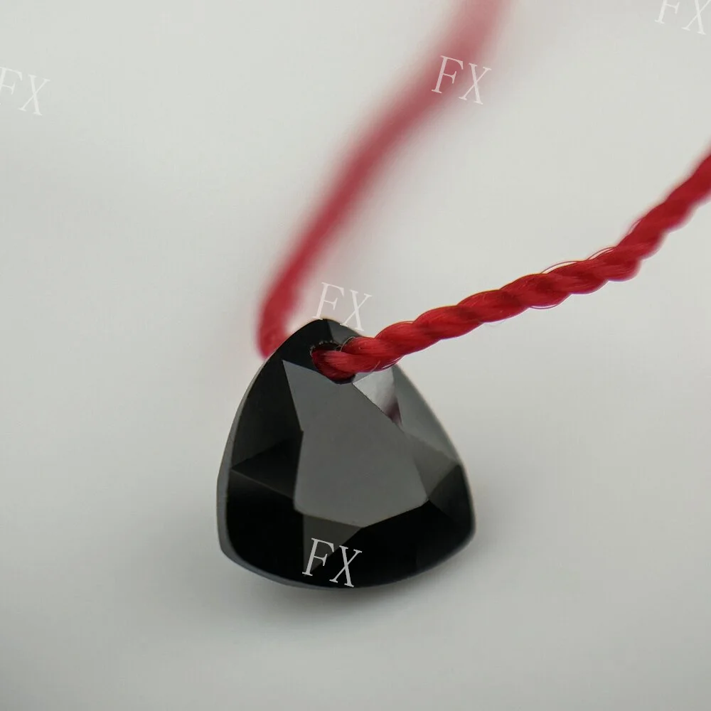 Cubic Zirconia Stone Single Hole Trillion Shape Black Brilliant Cut Loose CZ Stones Synthetic Gems Beads 5x5~12x12mm 5A