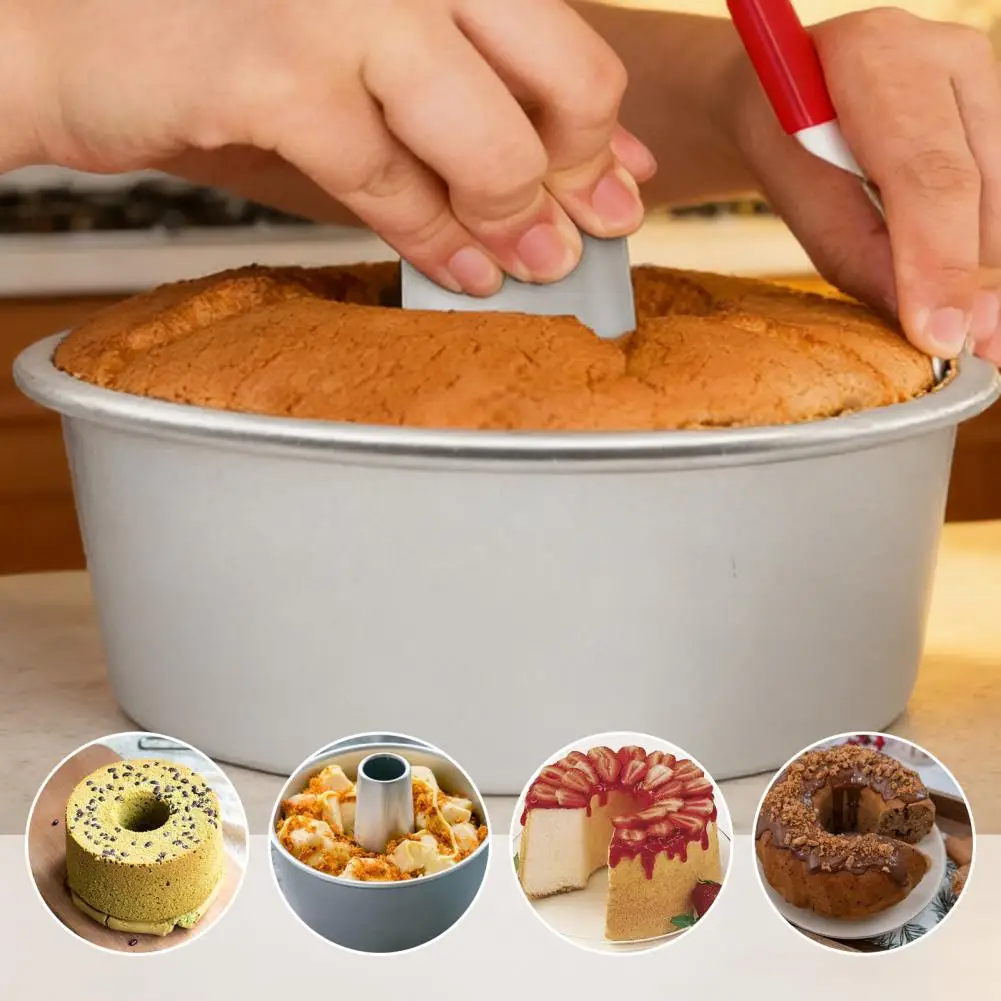 Food Cake Pan with Removable Bottom Non-Stick Chiffon Pound Cake Pan Hollow Core Cake Mold for Even Heat Baking