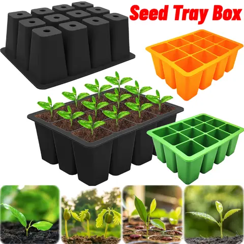 12 구멍 야채 모종 냄비 모종 트레이 정원 냄비 내구성 씨앗 발아 식물 꽃 냄비 심기 상자 성장