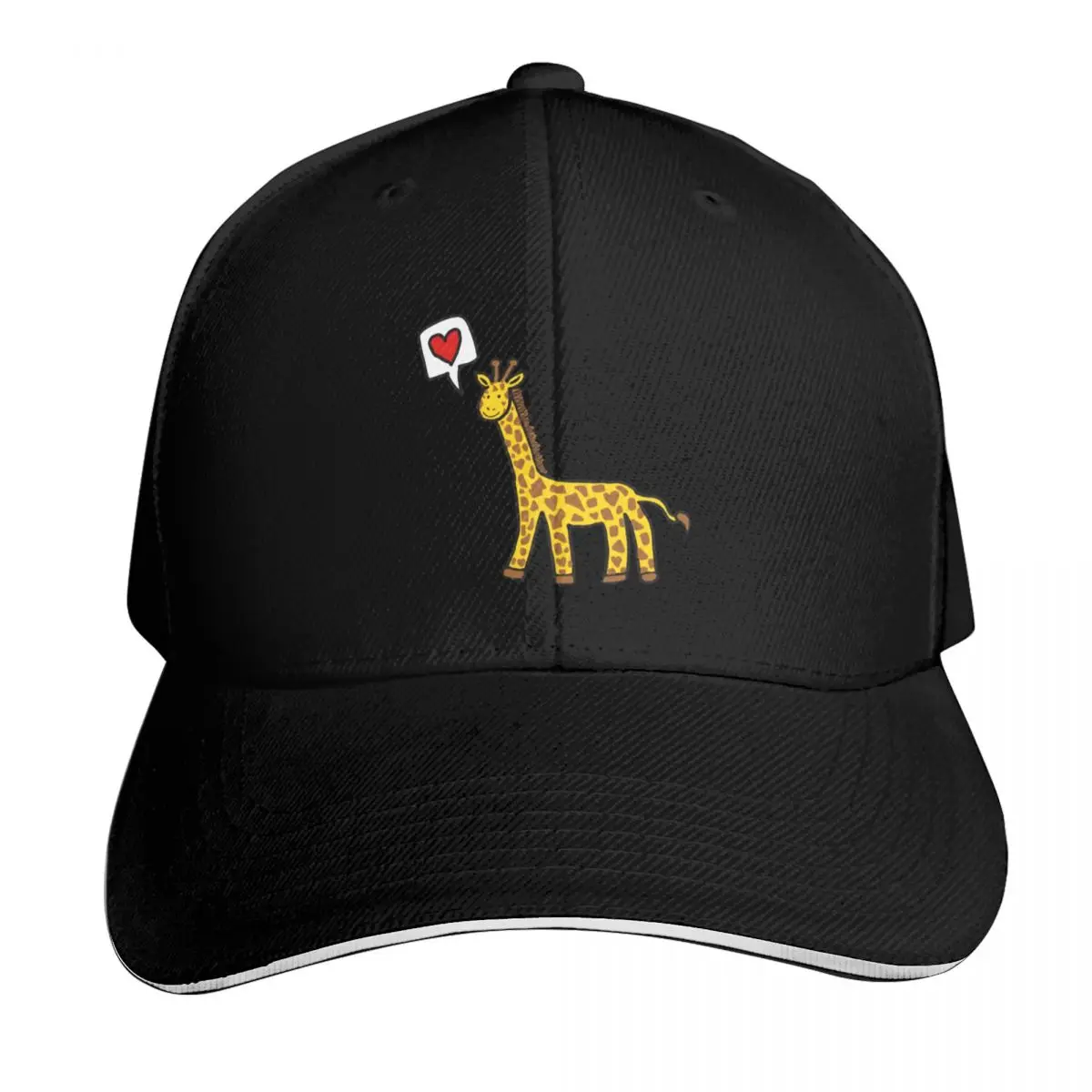 

Giraffe with Heart Baseball Cap Luxury man cap New In Hat Kids Hat Beach Women's Beach Men's