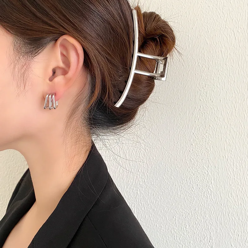 Punk-Haarklammer aus Metall für dicke, flüssige, unregelmäßige Muster, Haarspangen, rutschfestes und stilvolles Accessoire, silberfarbene Haarnadel