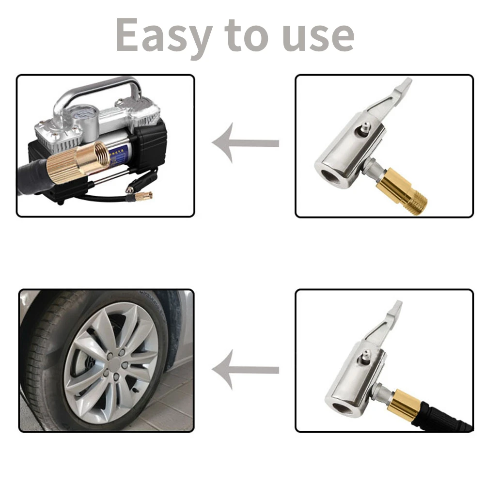 Locking Air Tire Chuck Portable Inflatable Pump For Car Tire Valve Clip Compressor Tire Inflator Tire Chuck With Barb Connector