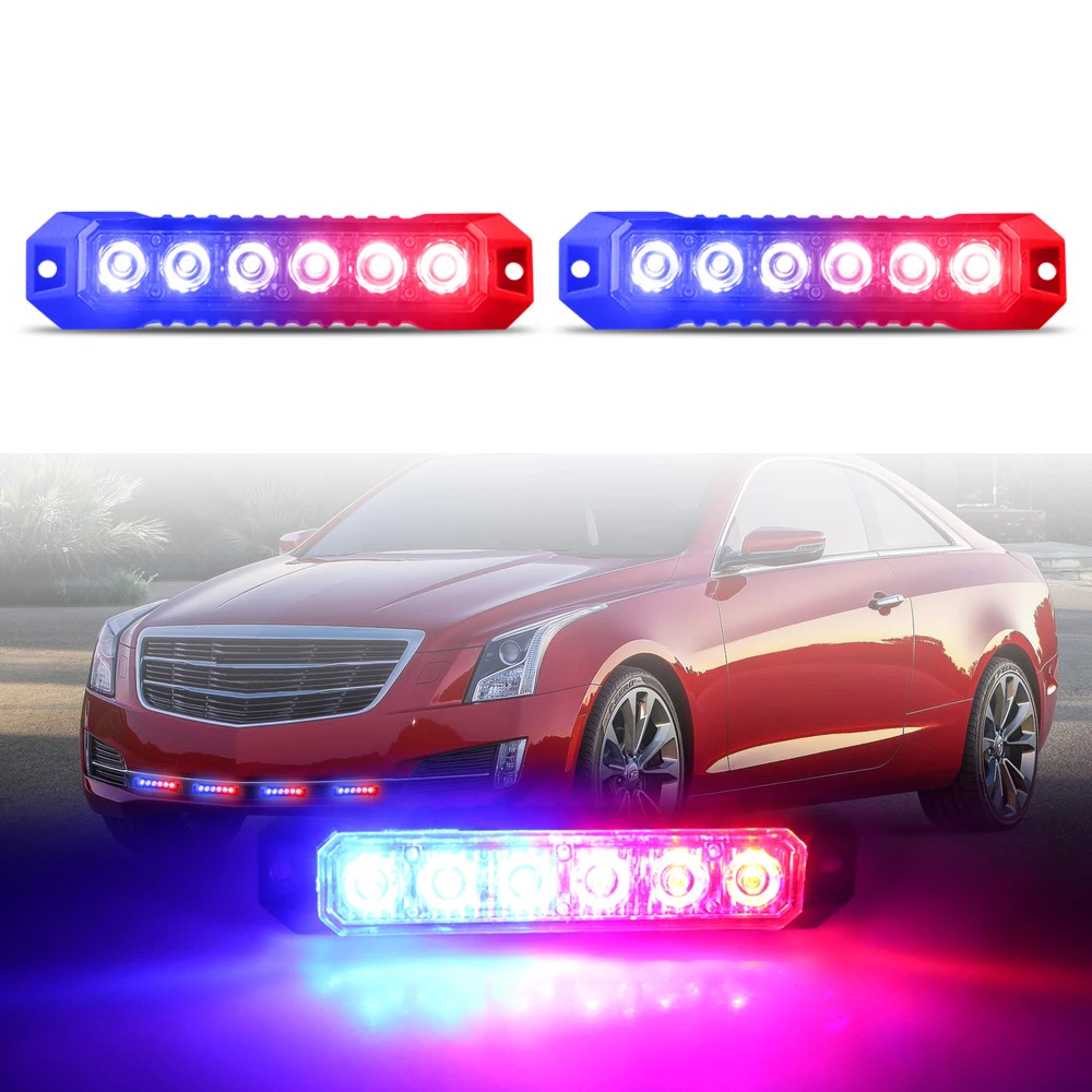 

2PCS Ultra-Bright Amber/Red/Amber-White LED Strobe Warning Light Bar with 17 Flash Modes and IP65 Waterproof Rating,12 24V