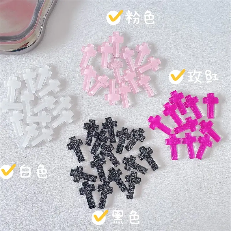 30/10 Glitter Crosses Translucent Glitter Crystal Cross Accessories Handmade Gift Decorative Accessories Material Accessories