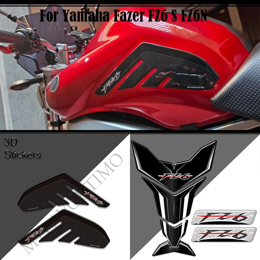 Kit de combustible para Yamaha FZ6 FZ6N, Protector de almohadilla de tanque de rodilla, calcomanías, emblema, FZ6R, FZ6, FZ6