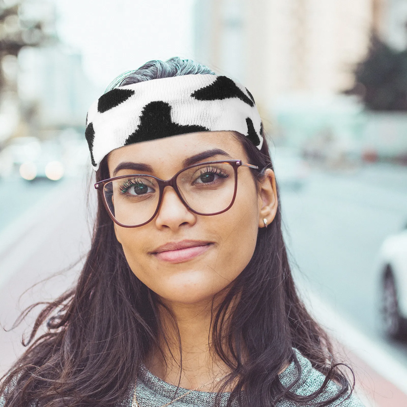 

1 шт. повязка для волос с коровьим принтом, мягкая шерстяная вязаная резинка для волос, удобная повязка на голову, аксессуары для волос для повседневного ношения, для девочек, для вечеринок