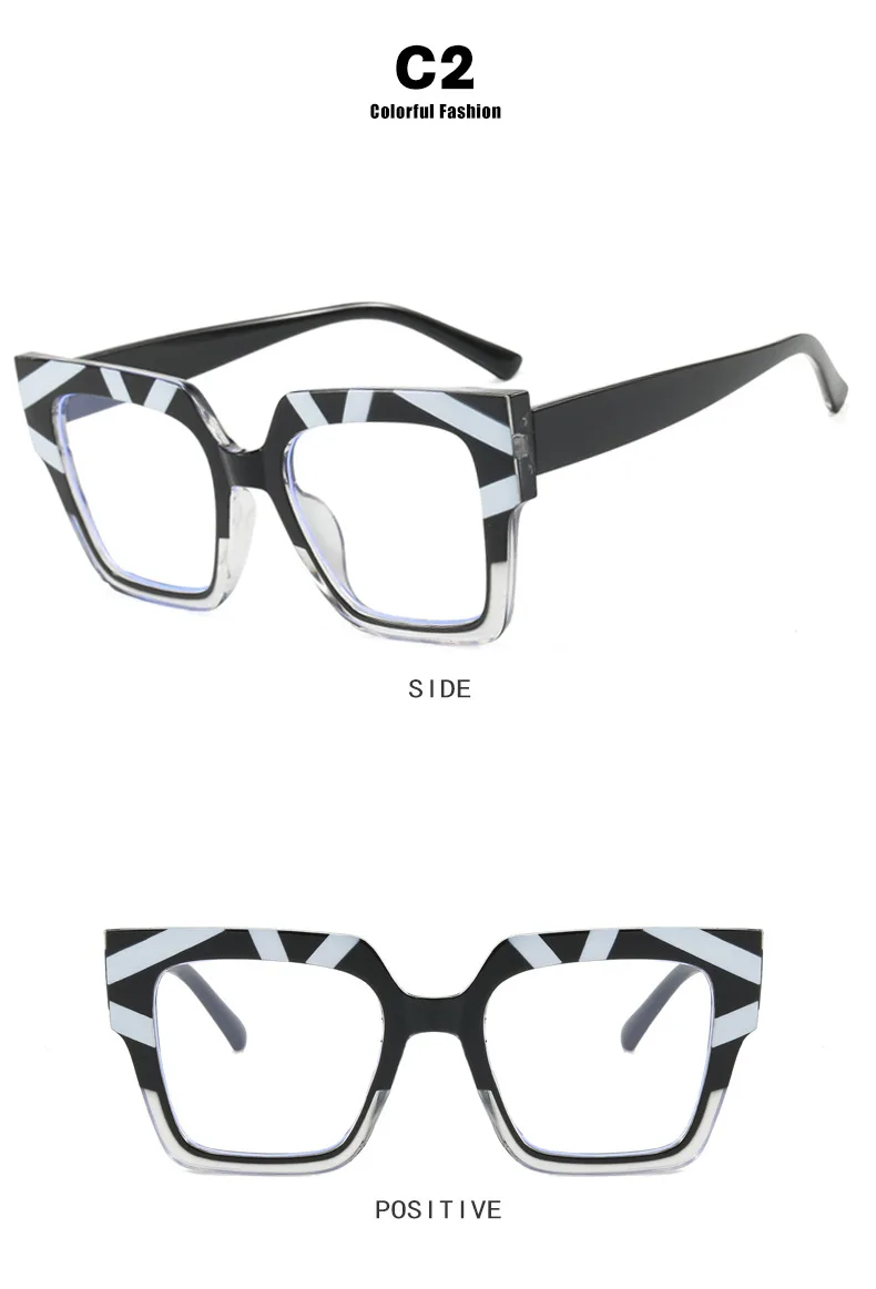 Color Matching Large Frame Cat's Eye Anti-Blue Light Myopia Glasses Frame Fashion Cool Plain Glasses -25~-600