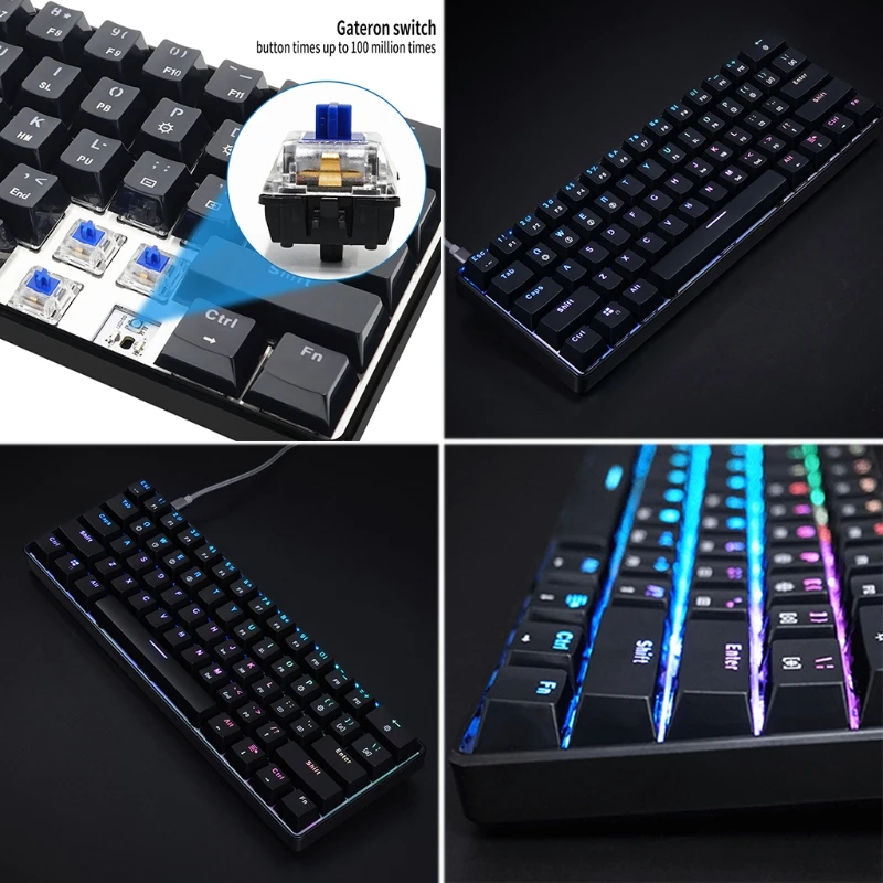 

Игровая механическая клавиатура SK61S, 61 клавиша с RGB-подсветкой и стандартной покерной раскладкой