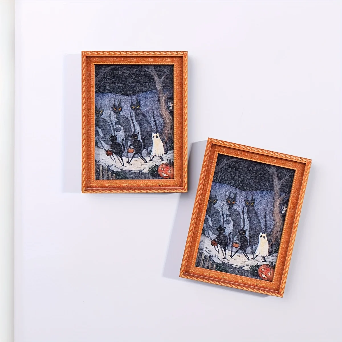 Kühlschrankmagnet mit einem gruseligen und lustigen schwarzen Katzenmuster, in Form eines Mini-Fotorahmens, eine unterhaltsame Möbeldekoration. – Detail 4