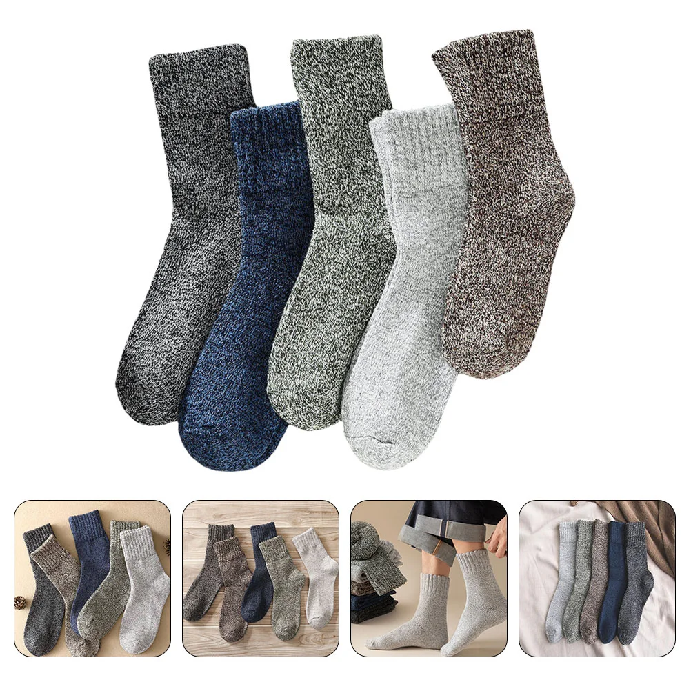 

5 Pairs Thermal Stockings Warm Sock for Men Socks Retro Winter High Ankle