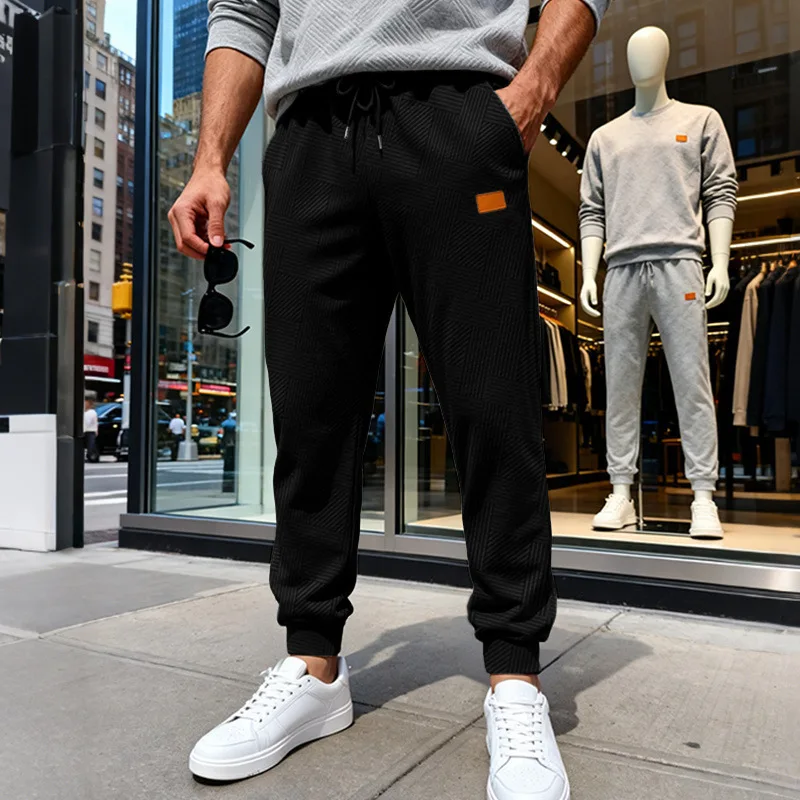 

American heavy franchises with the same texture pattern men's loose and simple casual sports commuter sweatpants