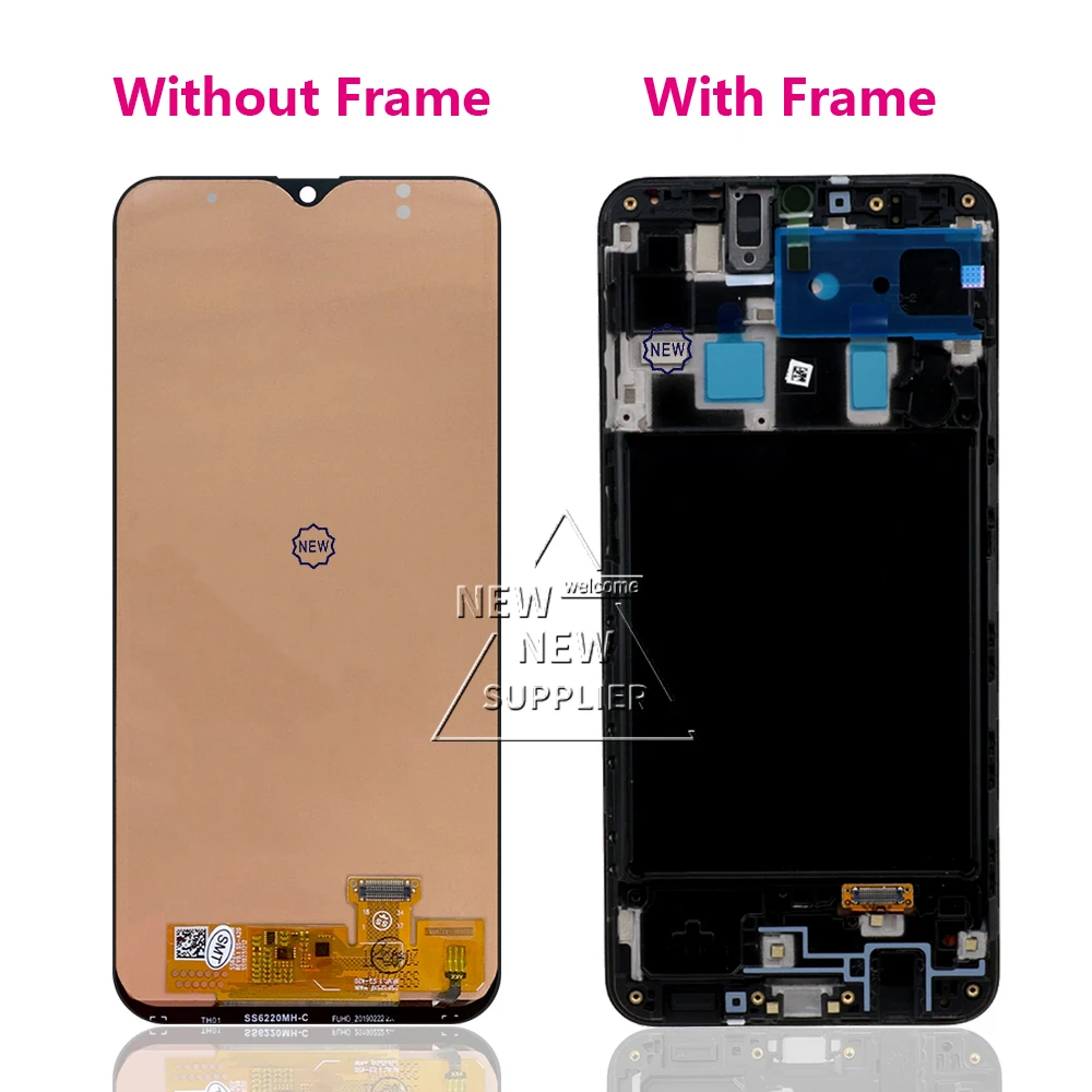 100% Test Replacement Display with Touch Screen for Samsung A20 SM-A205F A205FN A205G A205GN LCD Digitizer Frame Assembly 6.4