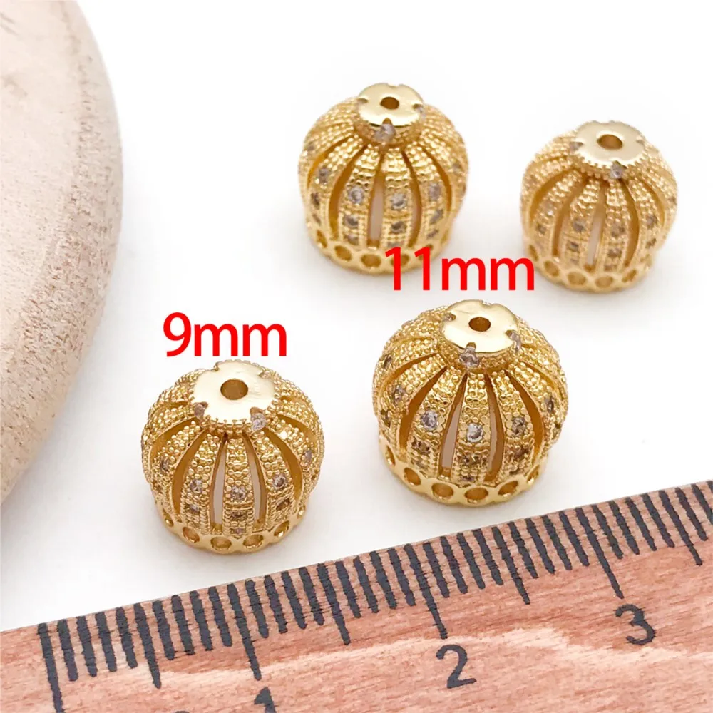 2Pcs 18K Gold Plated Brass with Zircon Crown Beads Caps For DIY Bracelets Earrings  Jewelry Making Tassel Bead Cap Accessories - view 2