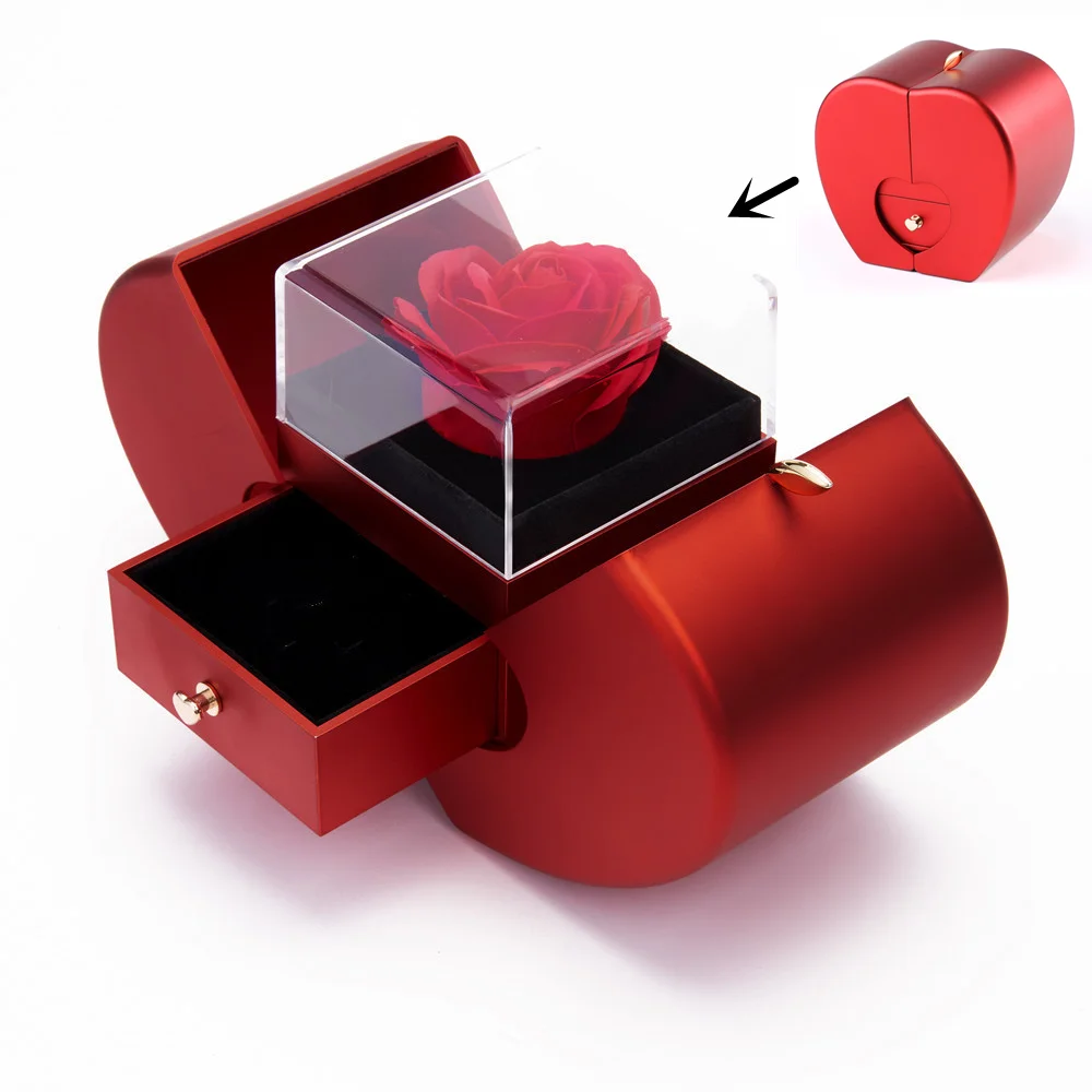 

Preserved Rose Flower Apple Jewelry Box Girlfriend Birthday Valentine's Day New Year Christmas Gift