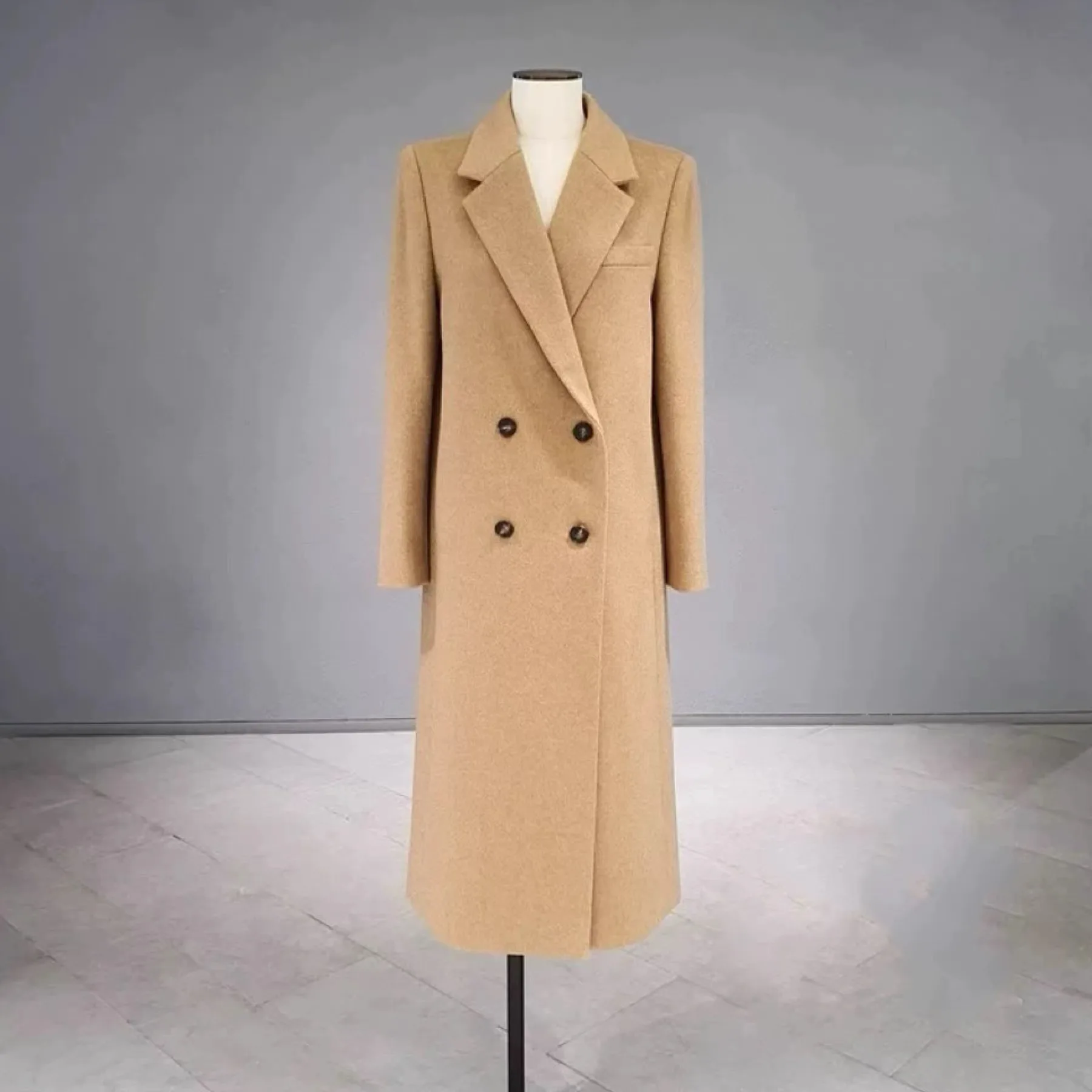 

Lemon Cheese MIC25 Зимнее модное шерстяное пальто Длинный пригородный универсальный костюм с воротником Верхняя одежда Ele Прямой крой Длинный све