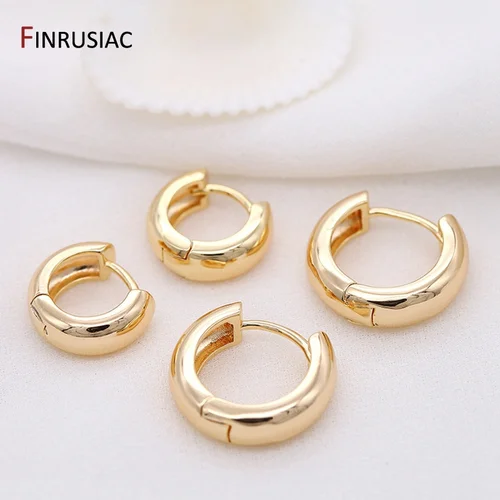 Nueva moda, pendientes redondos de aro chapados en oro auténtico para mujeres y niñas, aros grandes, pendientes de anillo circulares dorados, regalo de fiesta
