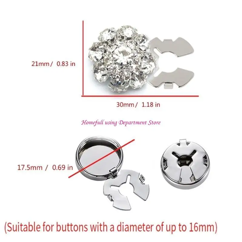  Button Covers for Shirt Jeans Decorative Button Rhinestones Button Cover